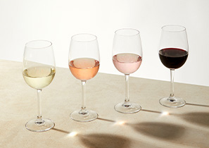 red wine glass, white wine glass, rose wine glass