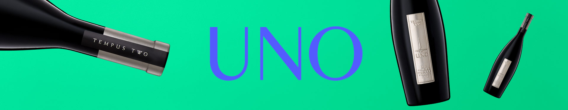 "Uno" Surrounded by 2 Tempus Two Uno Varietals over a green background